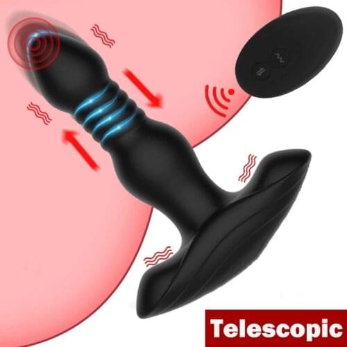 1.5CM Thrusting Dildo Vibrators Wireless Remote Control Telescopic Anus ButtPlug Male Prostate Massager SM Anal Sex Toys For Men