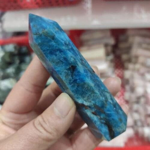 1pcs7-9cm Natural Blue apatite crystal wand stone crystal single point for healing
