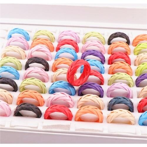 10pcs/lot Mix Colors Handmade Grass Vine Children Ring Fashion Kid Party Jewelry Rings Gifts
