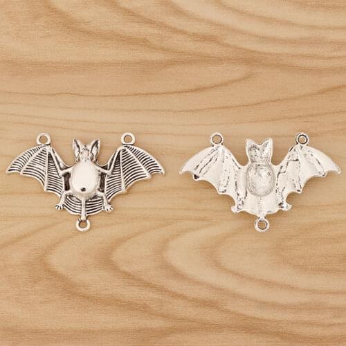 10 Pieces Tibetan Silver Large Bat Connector Charms Penants for Necklace Jewellery Making 47x30mm