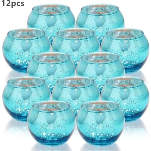 12Pcs DIY Glass Ball Candlestick Cup Round Candle Holders Romantic Candlelight Dinner Wedding Decor