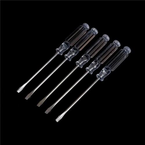 5pcs/lot HELTC Nonslip Handle Flat Head Slotted Screwdriver Mini Small Magnetic Precision Clear Screwdriver Home Repair Tool