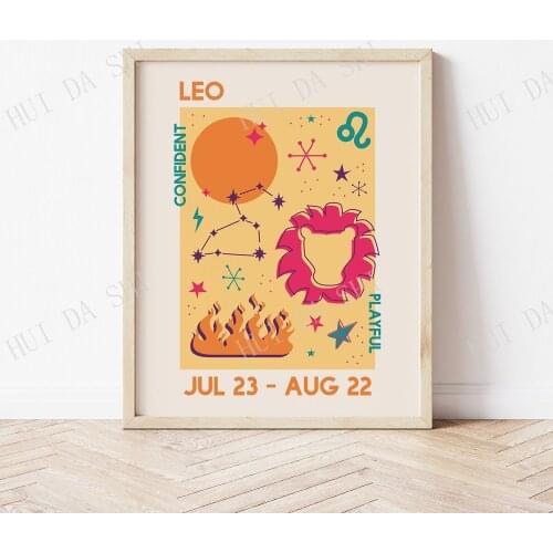 6 of Twelve constellations Zodiac Digital Art | Abstract Astrology Star Sign Printable Art 2