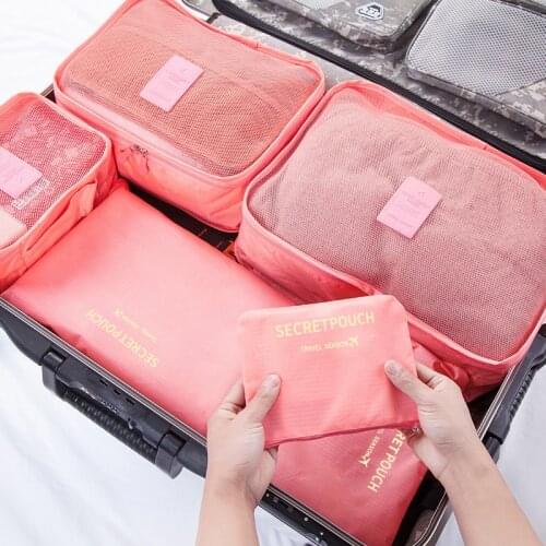6PCS Set Travel Organizer Clothes Storage Bag Suitcase Packing Set Luggage Organizer Clothes Shoe Packing Tidy Pouch Cube Bag