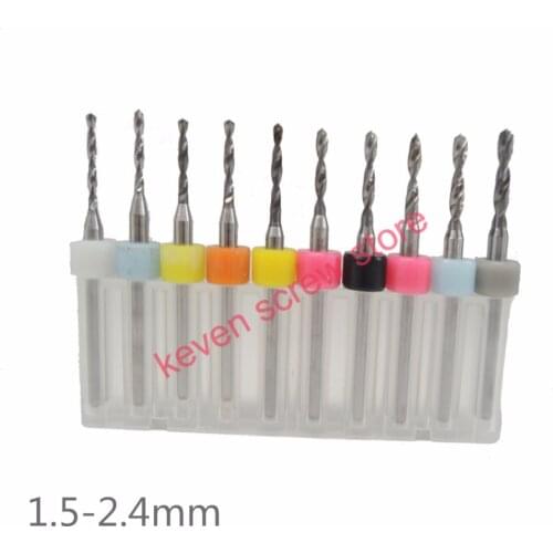 Free shipping 10pcs/Set HighQuality Hard Alloy PCB Print Circuit Board Carbide Micro Drill Bits Tool 1.5 to 2.4mm for SMT CNC