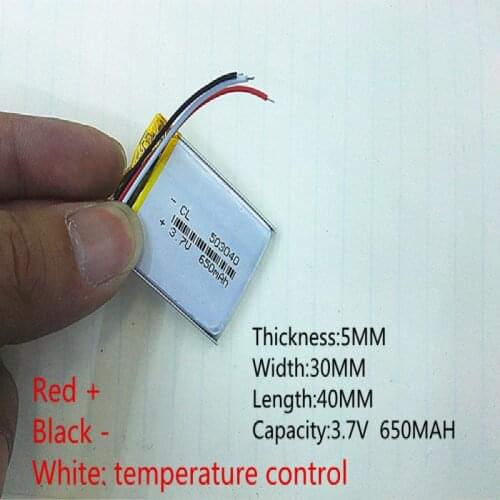 Free shipping Polymer battery 650 mah 3.7 V 503040 smart home MP3 speakers Li-ion battery for dvr,GPS,mp3,mp4,cell phone,speaker