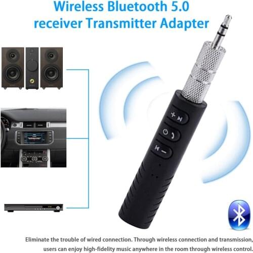 Bluetooth Receiver 5.0 Wireless Audio Adapter 3.5mm Jack Car Music Aux Sender For Headphone MP3 Speaker Hands-Free Transmitter
