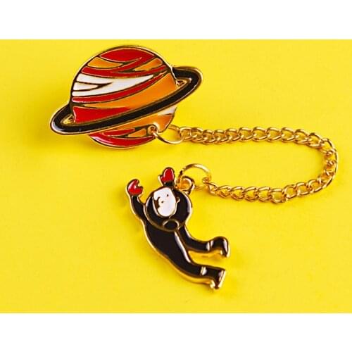 Planet Brooches Space Man Badges for Backpack Collar Enamel Pins Clothes Lapel Pin Badges for Clothes Badge Accessories Jewelry