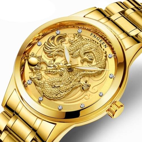Creative Dragon Fashion Full Steel Watch Luxury Brand Men Quartz Watches Casual Male Business Wristwatch Relogio Masculino