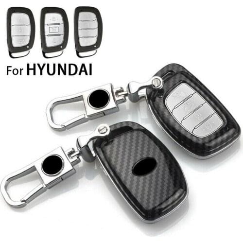 Carbon Fiber Remote Car Key Fob Shell Holder Cover Case Keychain For Hyundai Avante Sonata Tucson Venue Elantra Verna I30 I40