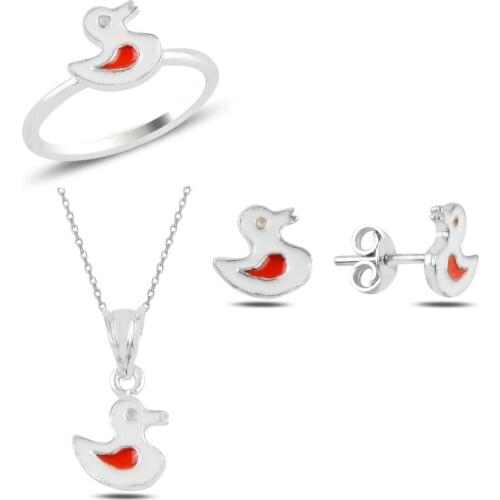 Silverlina Silver Duck Cabochons Child Set