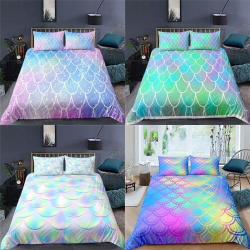 Home Textile Luxury 3D Mermaid Print 2/3Pcs Comfortable Duvet Cover Pillowcase Bedding Sets Single Queen and King EU/US/AU Size