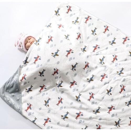 Cotton Double-layer To Keep Warm and Breathable Pressure Foam Swaddle Wrap Baby Blanket Quilted Quilt Baby Peas Blanket