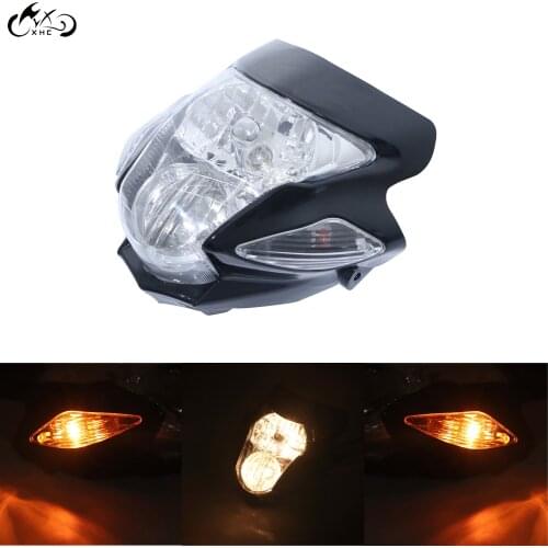 Motorcycle Stunt Streetfighter Black Headlight w/Signal For Suzuki Bandit 400 600 1200 GSF Kawasaki Ninja ZX6R ZX9 ZX10R Z750