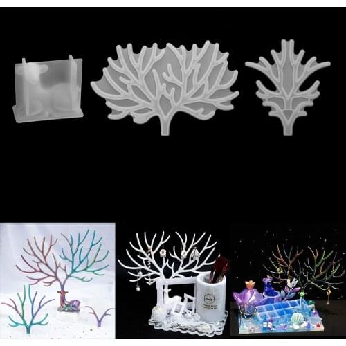 Elk Shape Jewelry Display Shelf Molds Handmade Craft Deer Antler Earring Necklace Show Stand Silicone Mold for Resin