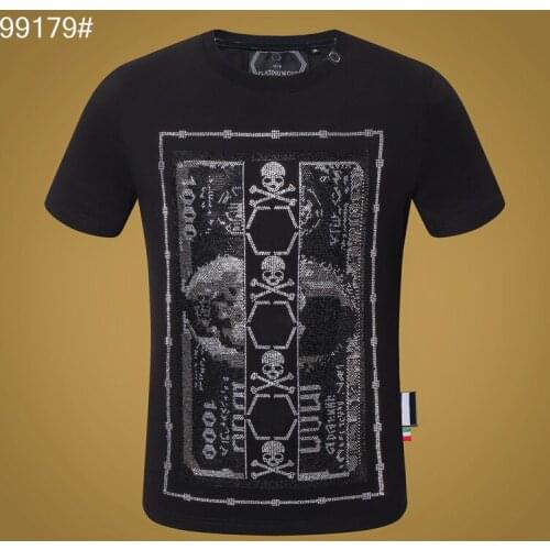 Men PP T-shirt Black Short Sleeve Skull Hip Hop Style Street Sportswear 3D Printing Plein T-shirt Round Neck Fitness clothes aaa