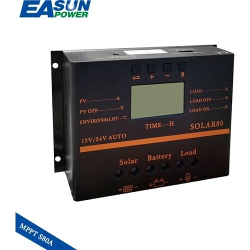EASUN POWER 80A Solar Controller 12V24V PV panel Battery Charge system Home indoor use 5V USB charger for phone