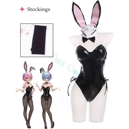 Ram Rem Swimsuit Bunny Girl Anime Re Zero Life In A Different World From Zero Cosplay Costume Sexy Bunny Woman Rabbit Jumpsuit