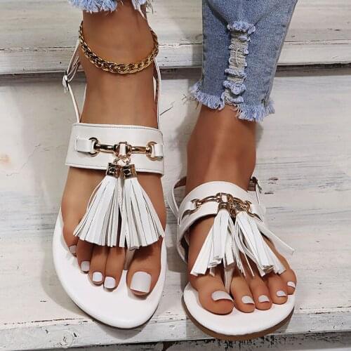 Summer Women Shoes for Women 2021 Flat Fringe Ankle Strap Sandals Sandales Femmes 2021