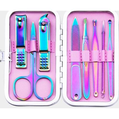 20Set/Lot 8Pcs/Set Manicure Set Multi Stainless Steel Nail Clippers Makeup Kit Exfoliating Polishing Tools Nail Tools HA2160