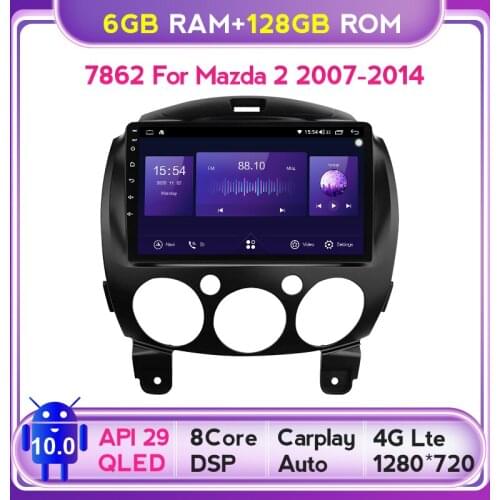 Mekede QLED 1280*720 6GB+128GB Carplay Android 10 Car Stereo Head Unit GPS Multimedia Player For Mazda 2 DE 2007 - 2014 4G LTE
