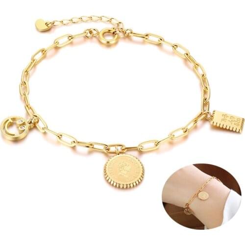 Tiny Paperclip Chain Bracelet for Women Elizabeth Coin Delicate Oval Link Stacking Bracelet Valentines Day Girlfriend Gifts