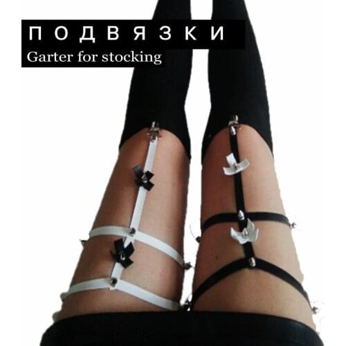 Cross Fashion Harajuku Punk Rivet Garter Belt Handmade Harness leather Garters New Design Studded for women gift 2 Cross color