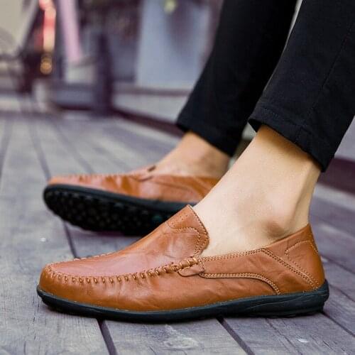 Top Quality Men Casual Shoes Luxury Brand 2019 Mens Loafers Moccasins Breathable Slip on Black Driving Shoes Large Size 38-47