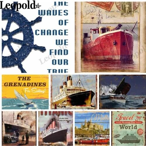 Ship Metal Poster Retro Ship Nautical Tin Plate Travel Letter Plaque Bar Club Room Home Decoration Accessories 20X30Cm