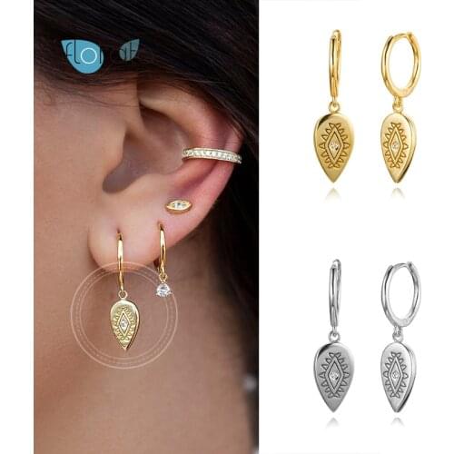 925 Sterling Silver Water Drop Pendant Hoop Earrings Huggie CZ Crystal Prevent Allergy Earrings for Women Minimalist Jewelry