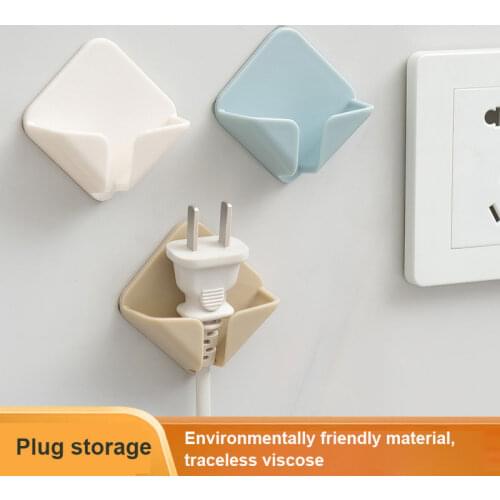 Plug Hook Punch-free Strong Power Plug Transparent Paste Wire Socket Storage Rack (two Packs)