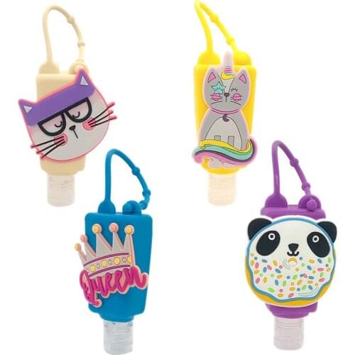 Silicone Mini Cute Funny Animal Silicone Hand Sanitizer Pocketable Holder With Empty Bottle Random Pattern Random