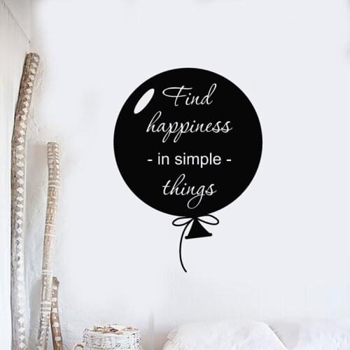 Air Balloon Wall Stickers Creative Motivational Phrase Decal Quote Happiness Simple Stickers Removable Home Decoration Art Mural
