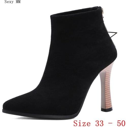 Spring Autumn High Heels Women Ankle Boots Woman Short Boots High Heel Shoes Small Plus Size 33 - 50
