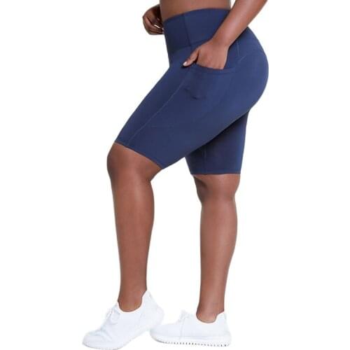 Plus Size Woman Shorts High Waist Yoga Shorts with Pockets for Women Biker Cycling Fitness Wear Causal Hot Pants for Fat Girl