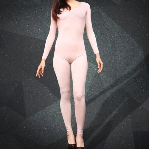 Sexy Invisible U-Crotch Zipper Scoop Neck Full-length Tights Body Sculpting Long Sleeve Spanx Womens Jumpsuit Modal Bodystocking