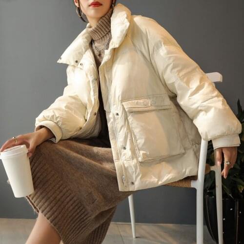 Big Pocket Down Jacket Women Winter Coats 2020 Korean Fashion Short Lightweight Down Jacket Female Winter Outerwear Down Coat