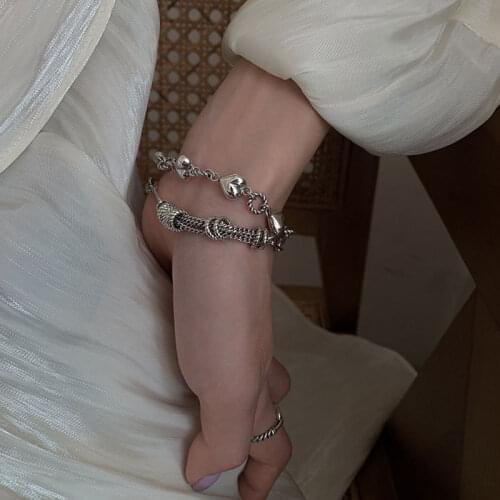 2021 Summer Vintage Love Tassel Bracelet INS Style Niche Exquisite Silver Jewelry For Women Gift