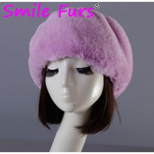 Qearlstar 2020 New Women Men Winter Hat Elastic Ear Warmer Faux Rabbit Fur Cap Headband Bomber Fluffy Thick Snow Beanie ZKG20