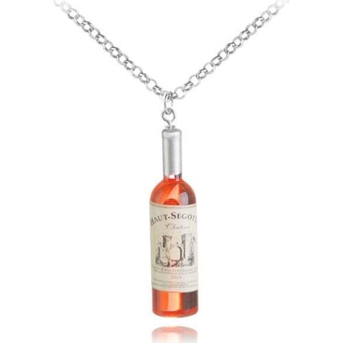 30 Simulation Mini Fashion Red The Wine Bottle Colorful color Pendant Necklace Geometric shape Resin Pendant Wish gift jewelry