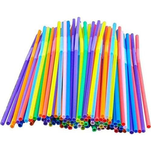 100Pcs Plastic Bendable Drinking Straws Disposable Beverage Straws Wedding Decor Mixed Colors Party Supplies