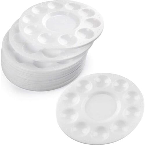 12PCS Paint Tray Palettes Round Plastic Pallets for Acrylic Oil Watercolor Craft Professional DIY Art Painting