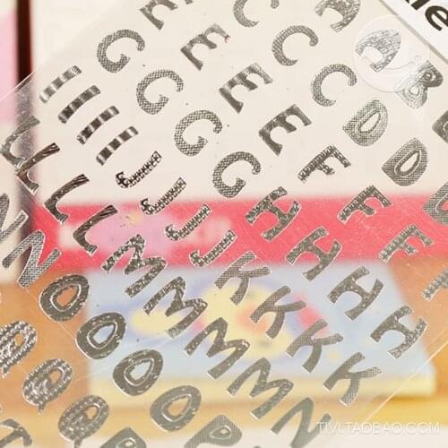 3pcs/lot Bronzing silver sticker digital characters letters home decoration english diy wall stickers alphabet logo