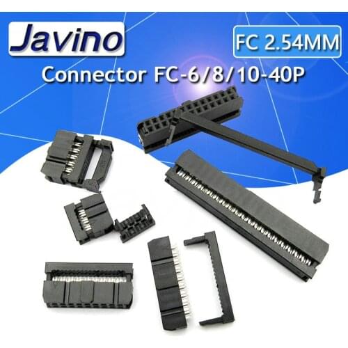 5Sets 2.54mm IDC Socket 2x5 Pin 10 Pin Dual Row IDC Female Header Socket Connector FC-6P FC-8P FC-10P To FC-40P cable socket