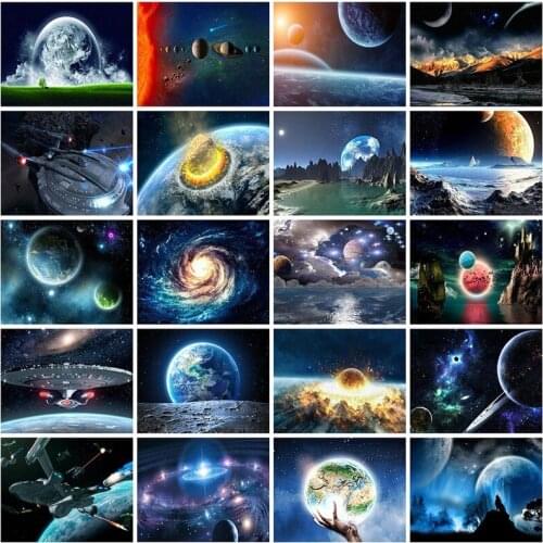 5D DIY Diamond Painting Kits Space Full Round With AB Drill Diamond Embroidery Universe Scenery Rhinestone Pictures Home Decor