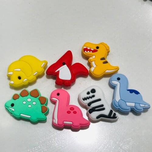 7PCS Wholesale Mix Dinosaur PVC Craft Flat Back For DIY Children Hair Jewelry Shoes Charms Scrapbook Embellishments Decoration