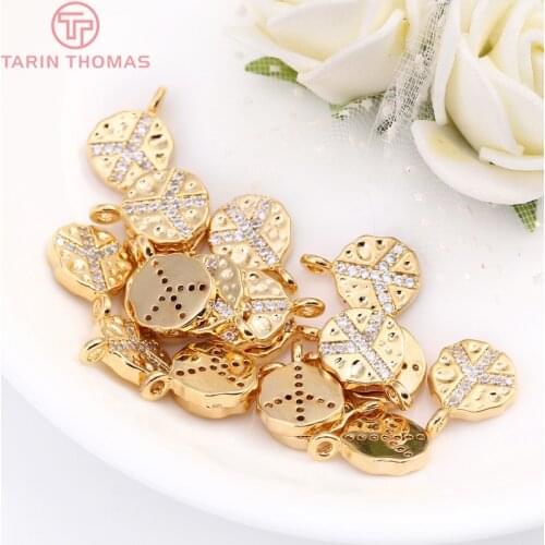 6PCS 9x12MM Hole 1MM 24K Gold Color Plated Brass Symbol Charms Pendants High Quality Diy Jewelry Accessories