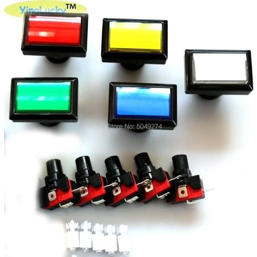 Yinglucky Arcade button LED12V 1Pc game machine Rectangle Arcade Button with led lamp illuminated 5 Colors