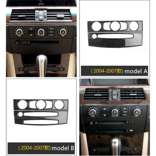 Carbon fiber Car Styling Console Air Conditioning CD Panel Decoration Cover Trim 2pcs For BMW 5 series E60 2004-10