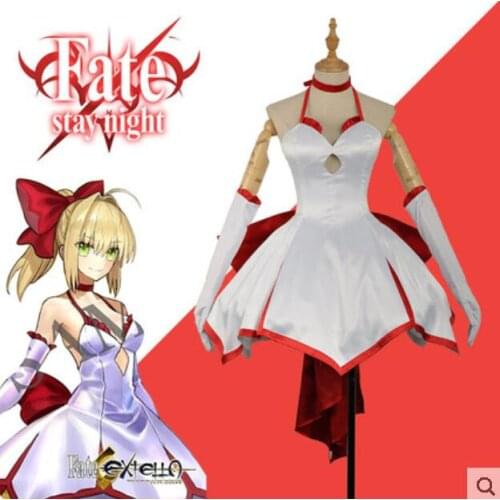 Free shipping Nero Claudius Caesar Cosplay Cartoon Anime Halloween Cos Fate/EXTRA FGO Cosplay Costume Red lily dress